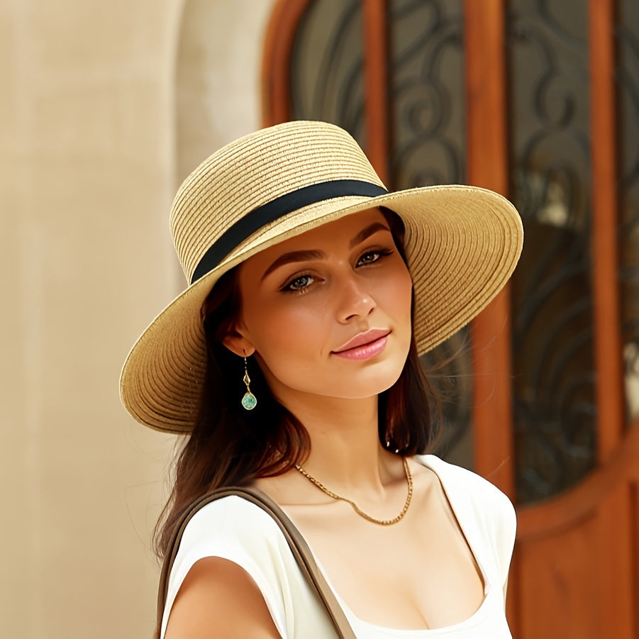 Chapéu Fedora Feminino Estilo Francês - Palha de Verão com Proteção UV - Keiz Store 